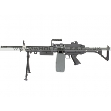 FN Herstal Minimi M249 MK1 with Sound Control Drum Magazine (Skeleton Stock - AK-249-MK1 - Black)