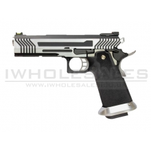 Armorer Works Custom Hi-Capa GBBP (Full Silver Slide - Black Frame - AW-HX1101)