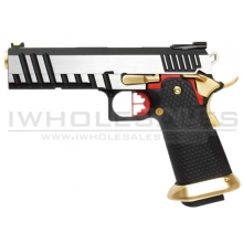 Armorer Works Custom Hi-Capa GBBP (Full Silver Slide - Black Frame - Gold Barrel - AW-HX2001)