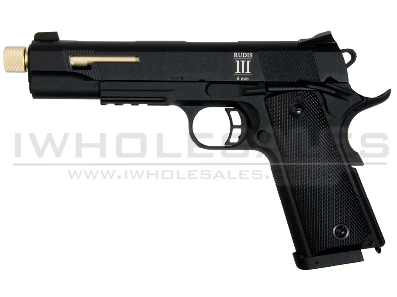 SECUTOR - Rudis III - 1911 Custom Pistol (Gold Barrel - Co2 Powered - Gas Ready - Black) SECUTOR - Rudis III - 1911 Custom Pistol (Gold Barrel - Co2 Powered - Gas Ready - Black)