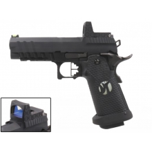 Armorer Works Custom Black Ace Hi-Capa GBBP with Reflex Sight (Full Black Slide - Black Frame - Black Barrel - AW-HX2602)