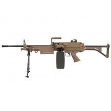 FN Herstal Minimi M249 MK1 with Sound Control Drum Magazine (Skeleton Stock - AK-249-MK1 - Tan)
