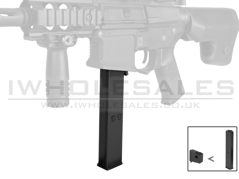 Ares Adaptor Set 9mm Magazine For M4's (Inc. 45 Round 9mm Magazine - Black - MAG-038-BK) Ares Adaptor Set 9mm Magazine For M4's (Inc. 45 Round 9mm Magazine - Black - MAG-038-BK)