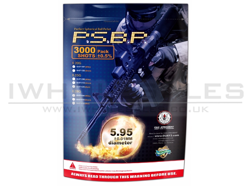 G&G P.S.B.P. 0.20g BB's (3000) (G-07-107) G&G P.S.B.P. 0.20g BB's (3000) (G-07-107)