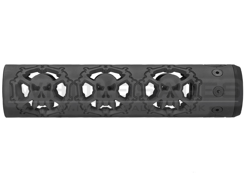 Unique ARs CNC Machined Skulls Handguard for AR15 Pattern Rifles (Black - 12" - With Airsoft Barrel Nut) Unique ARs CNC Machined Skulls Handguard for AR15 Pattern Rifles (Black - 12" - With Airsoft Barrel Nut)