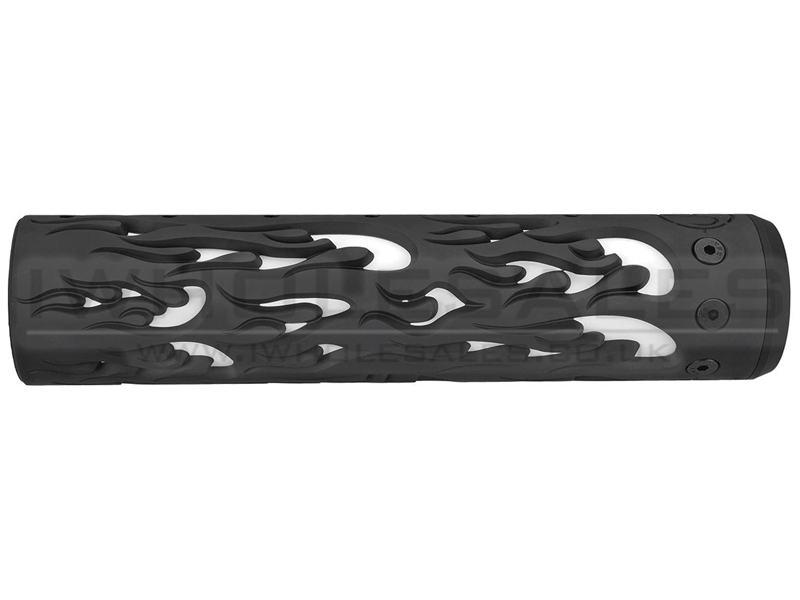 Unique ARs CNC Machined Flame Handguard for AR15 Pattern Rifles (Black - 9" - With Airsoft Barrel Nut) Unique ARs CNC Machined Flame Handguard for AR15 Pattern Rifles (Black - 9" - With Airsoft Barrel Nut)