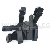 Big Leg Holster 1911 with Two Pouches (Hard - Right Hand - Black - Long)