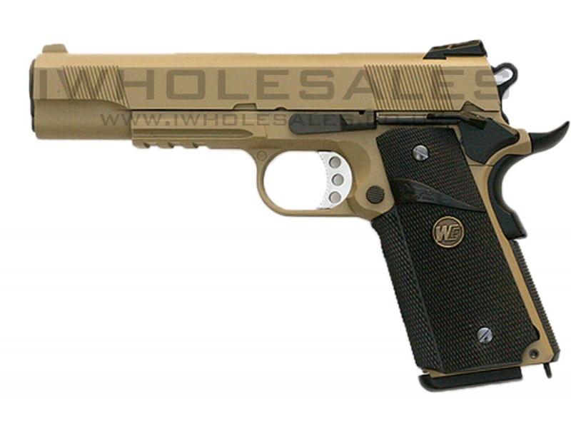WE 1911 MEU TAN Full Metal Gas Blowback Pistol (Rail Version) WE 1911 MEU TAN Full Metal Gas Blowback Pistol (Rail Version)
